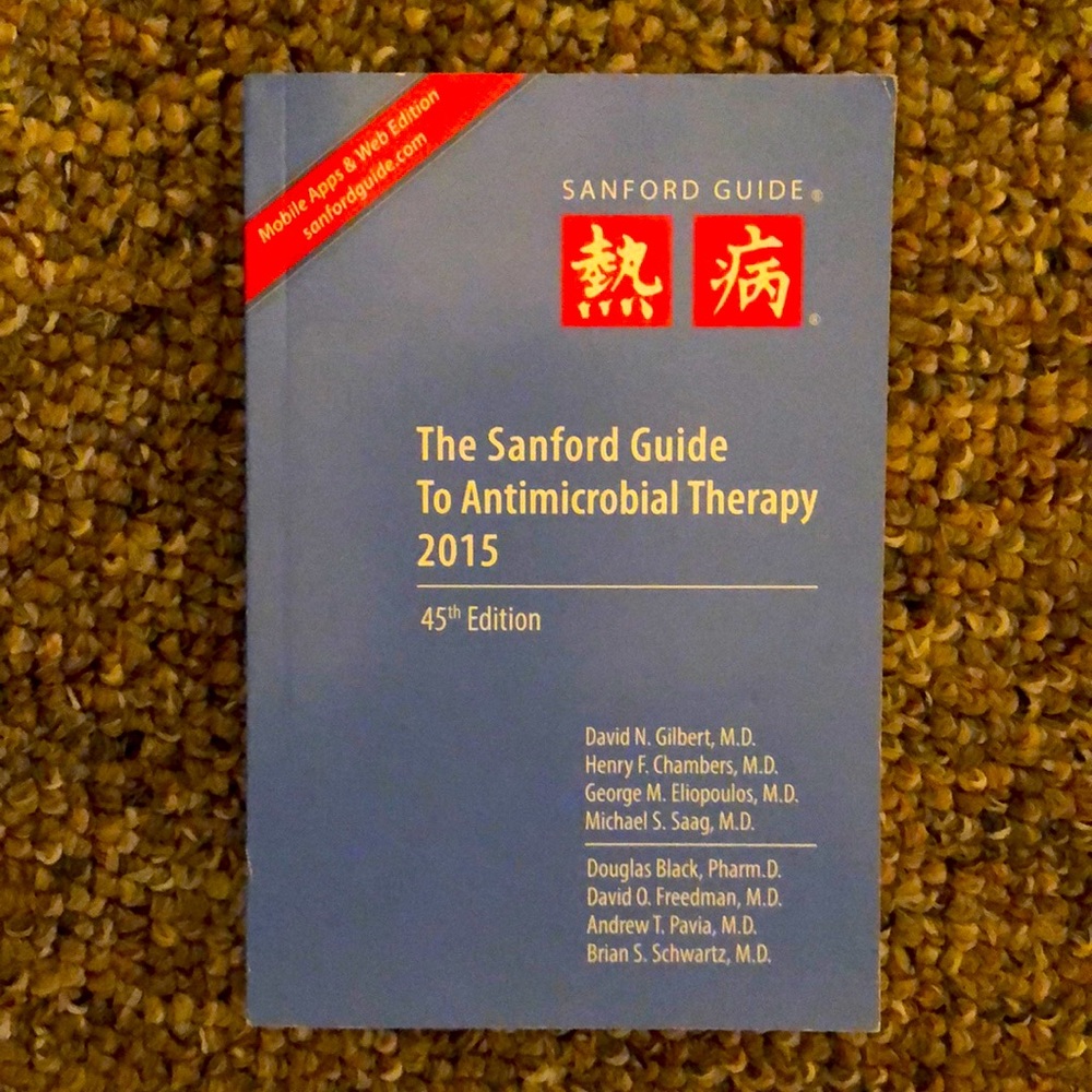 The sanford guide 2015 to‎ antimicrobial therapy-pharmacy guide book-barely used